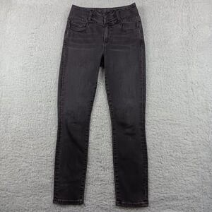 Paige Womens High Rise Skinny Jeans Black Double Button Size 27